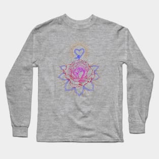 Flower Heart colorful tattoo art style Long Sleeve T-Shirt